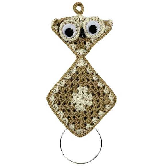 Kitchy Retro 70s Crotchet Owl Towel Holder Kitchen Bathroom Cottage Granny Core - Picture 2 of 9